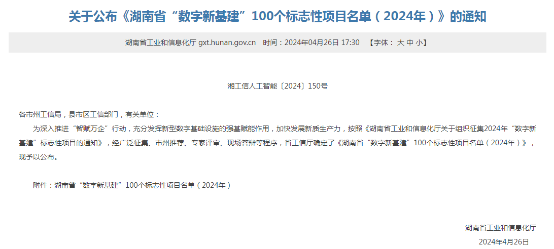 绿色领航，数智同行！安博电竞·（anbo）官方网站
智能入选2024湖南省“数字新基建”100个标志性项目