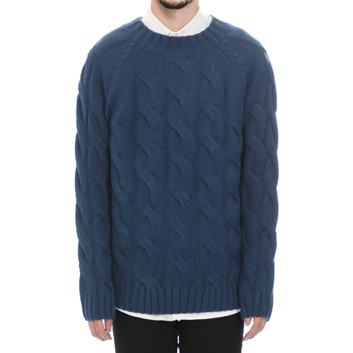[Lambs Wool]BIG Cable Knit Cerulean Blue
