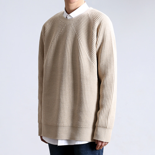 [LAMBSWOOL] Heavy Cable Knit Latte