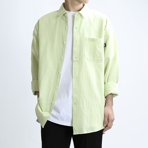 Square Linen Shirts (Yellow Green)
