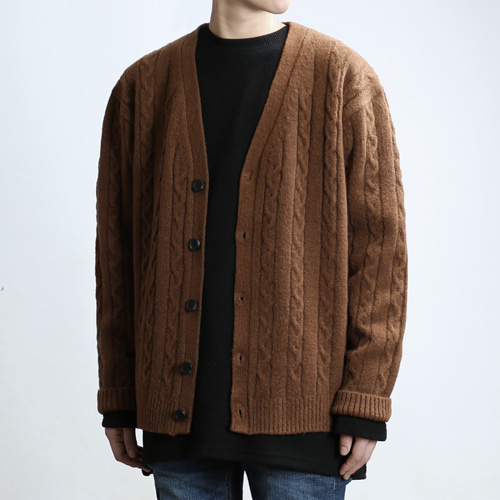 CABLE CASH CARDIGAN (Brown)